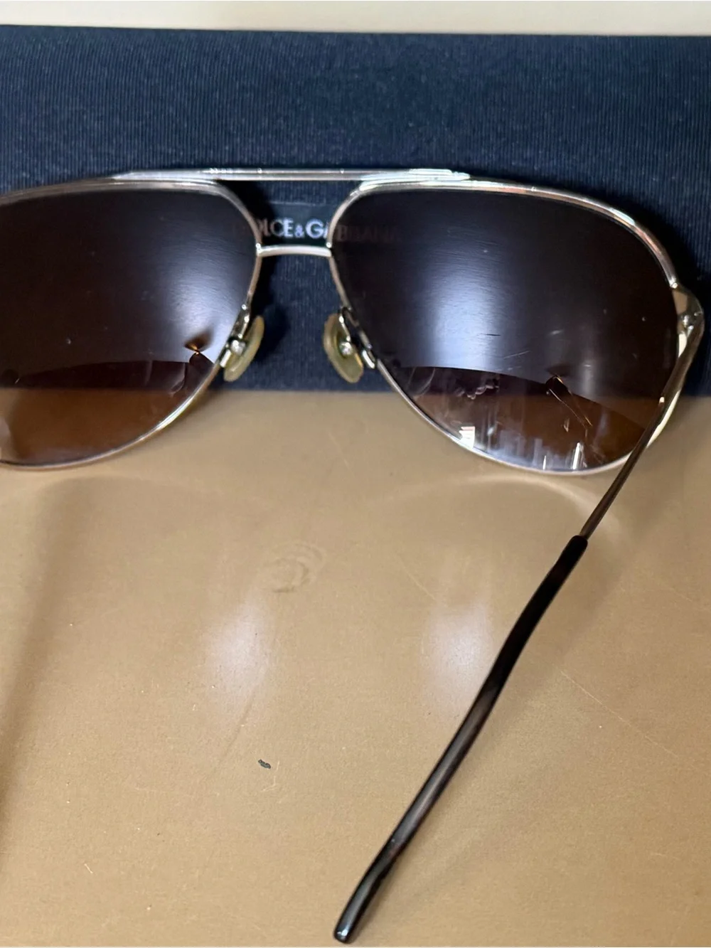 Dolce & Gabbana Brown and Gold Aviator Sunglasses
